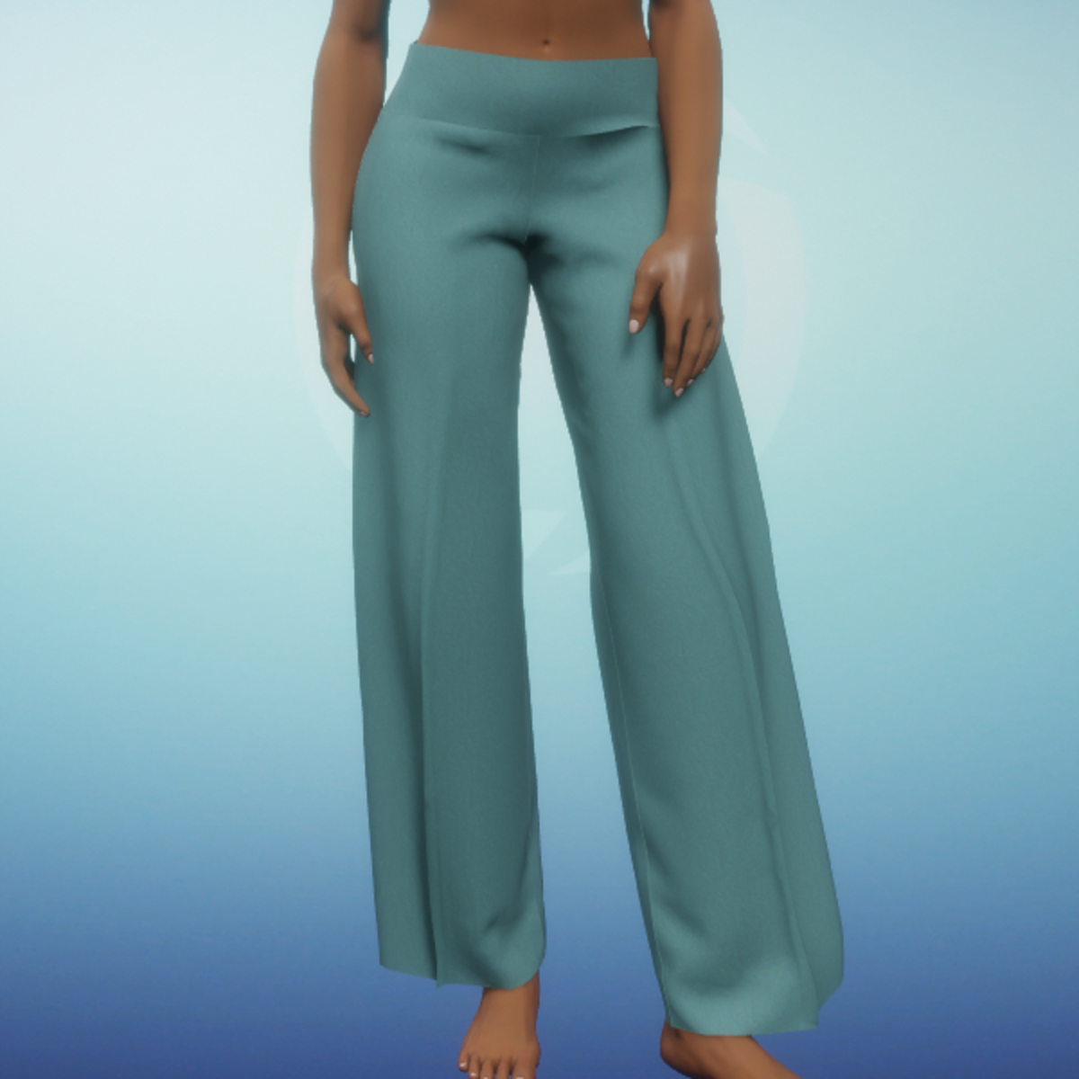 Wide Leg Pants - Teal Tweed