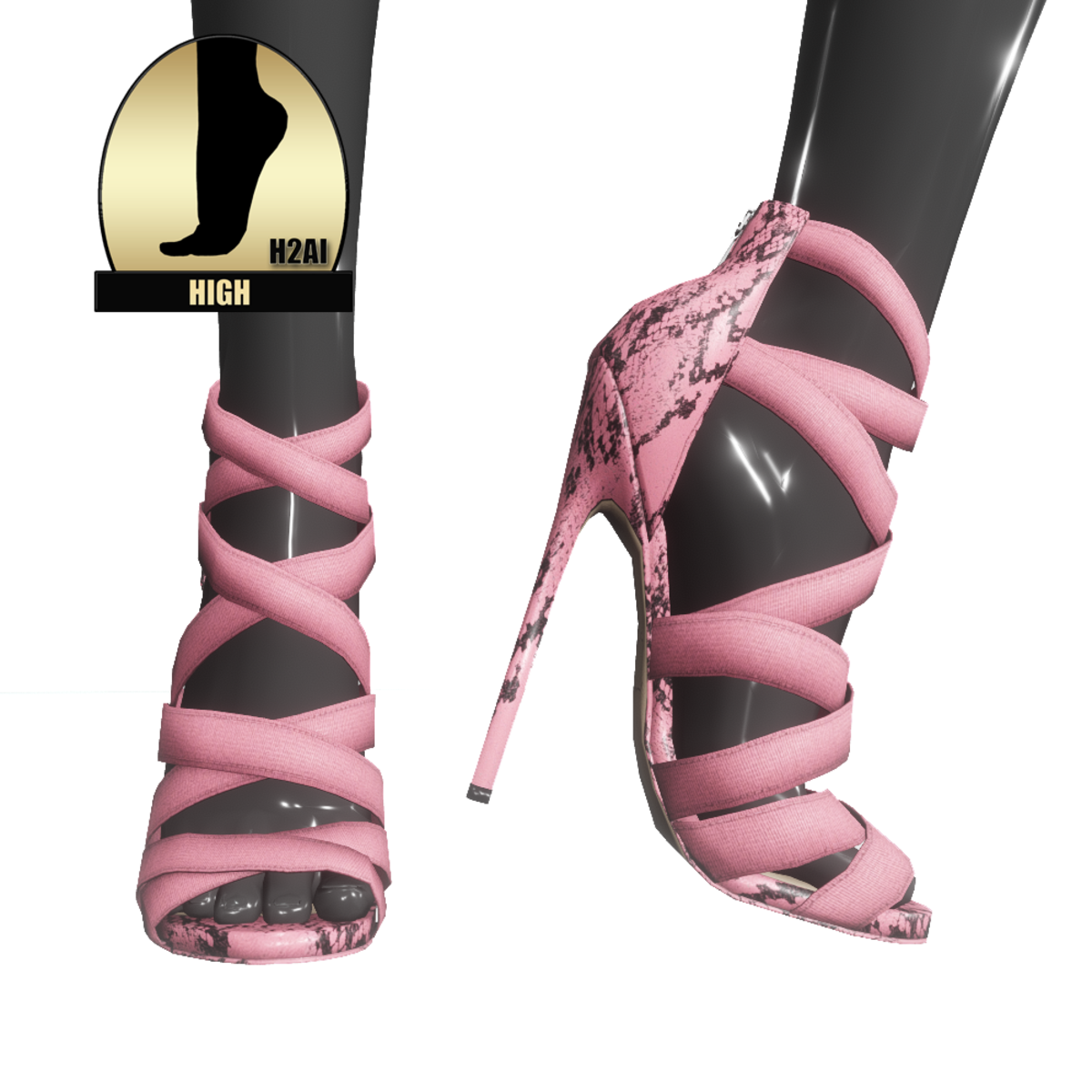 Strappy stiletto sandals for h2ai high - pink snake