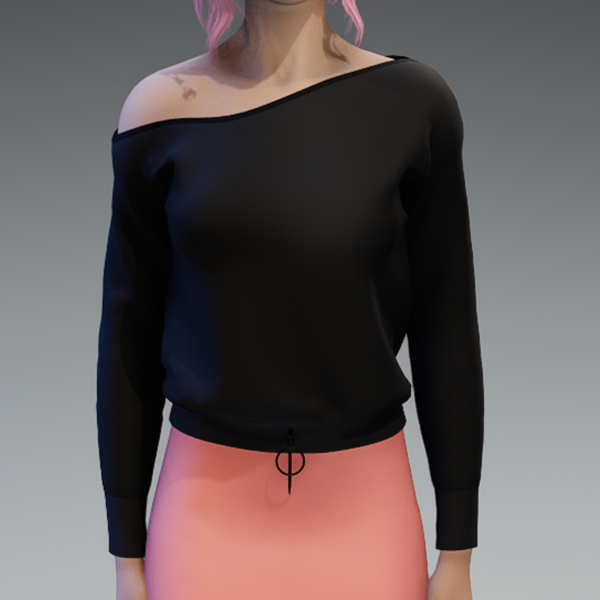 Basic Black Pullover oneshoulderfree