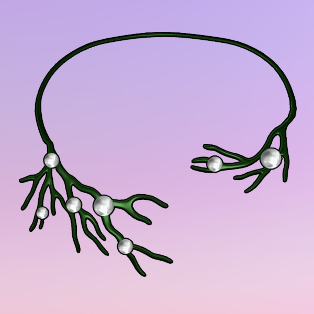 Bare Tree Choker wPearls Green-White