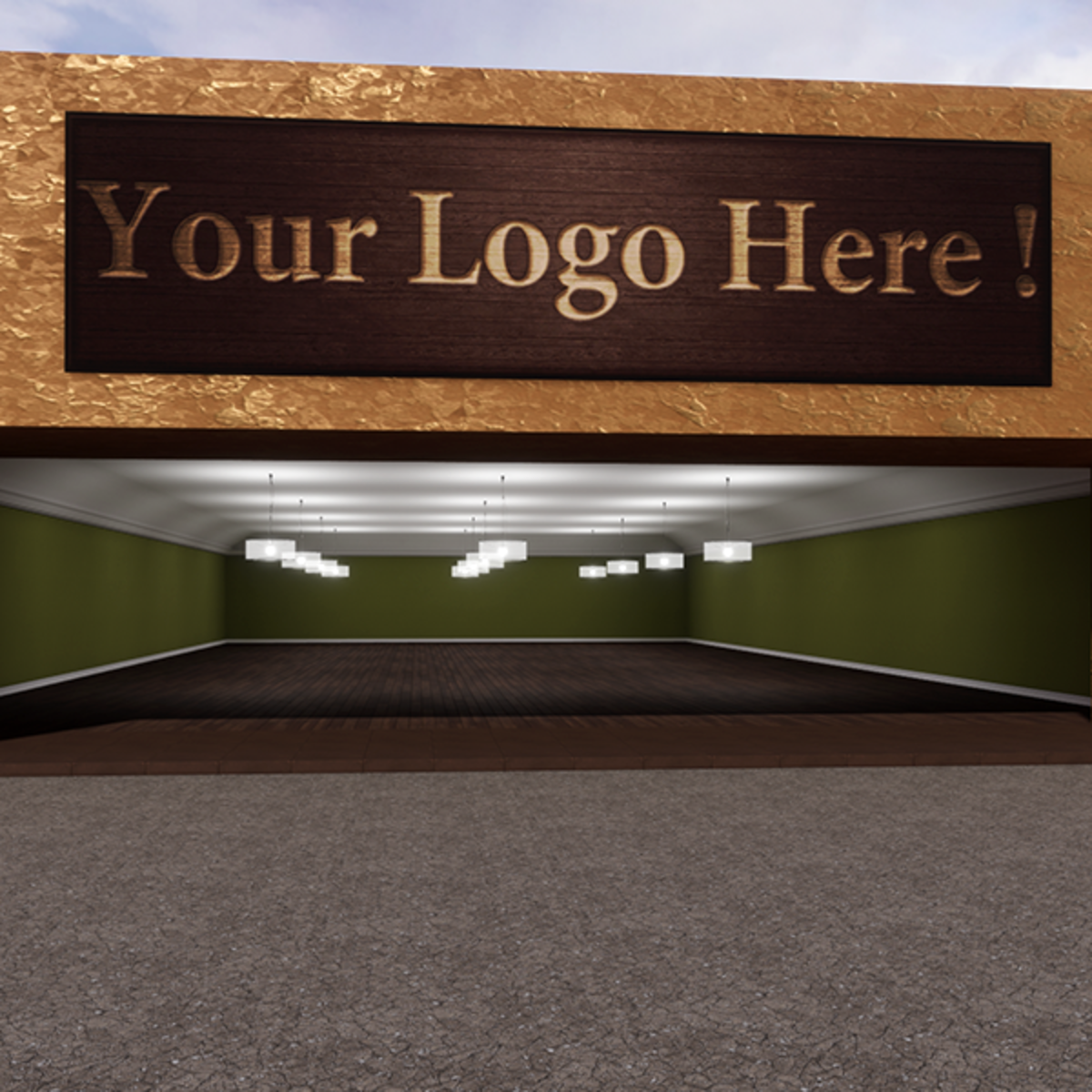 Store - Huge Room Shop - Dark Brown - With Lamps