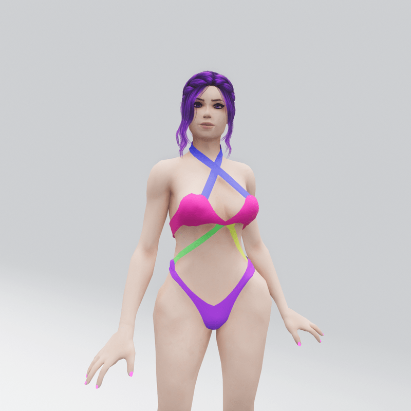 Neon Multicoloured Bikini (More Butt Coverage)