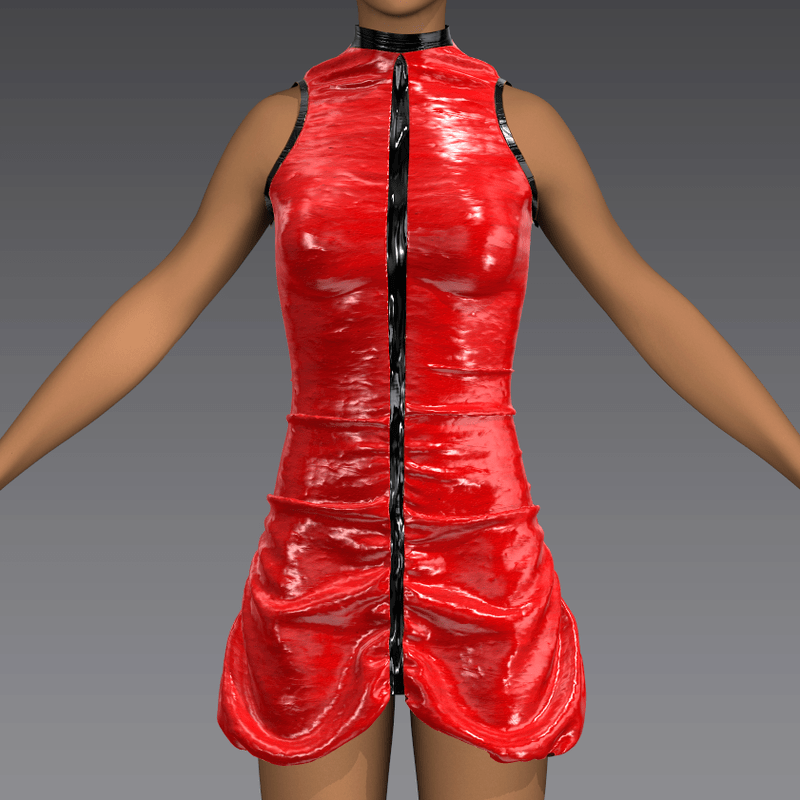 Leather Ruffel Dress Red
