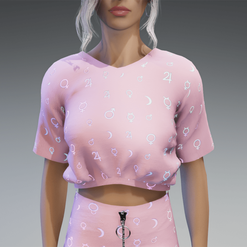 Glowing Planet Signs Shirt in Pastel Pink