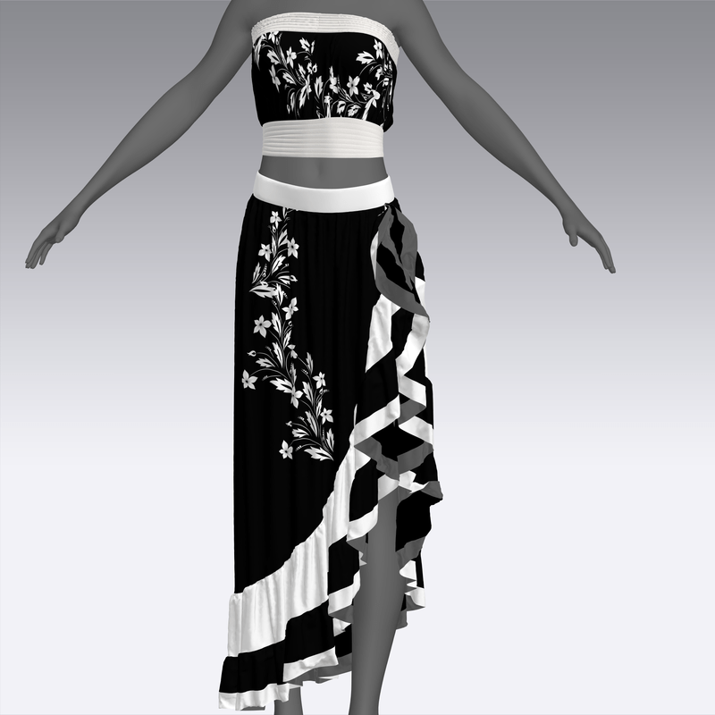 AV2 Flower Dress (black and white)