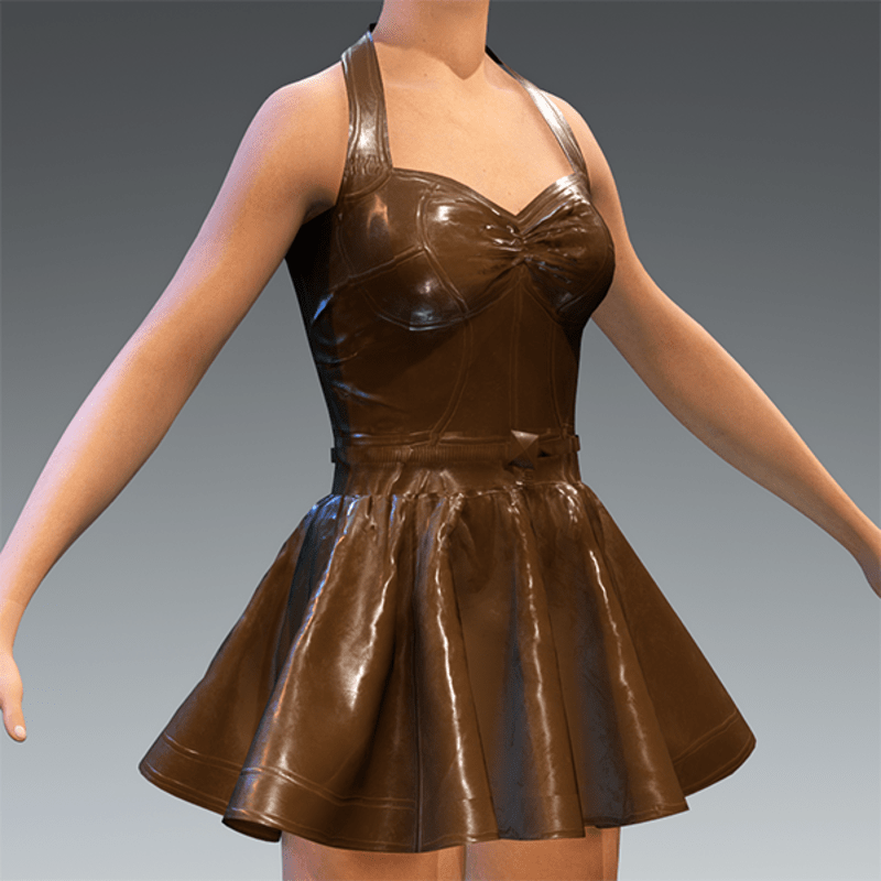 Latex Rubber Dress Short brown