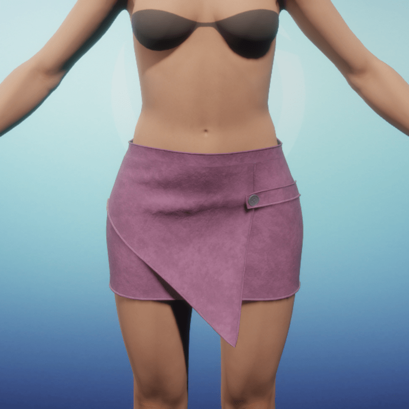 Paneled Mini Skirt - Pink Suede