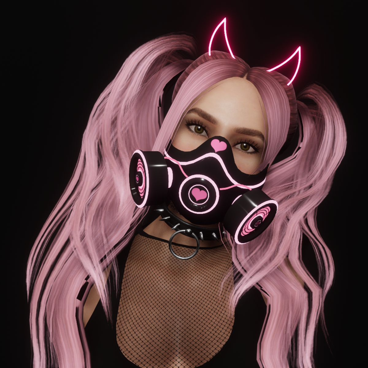 Cyber Heart Gas Mask (Pink)