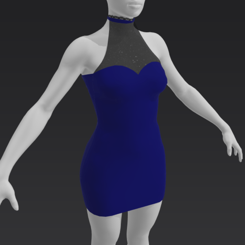 Short Evening Dress - Blue