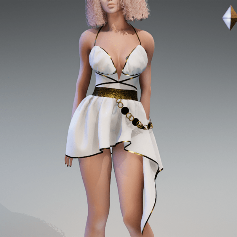 Rome Dress in White and Gold