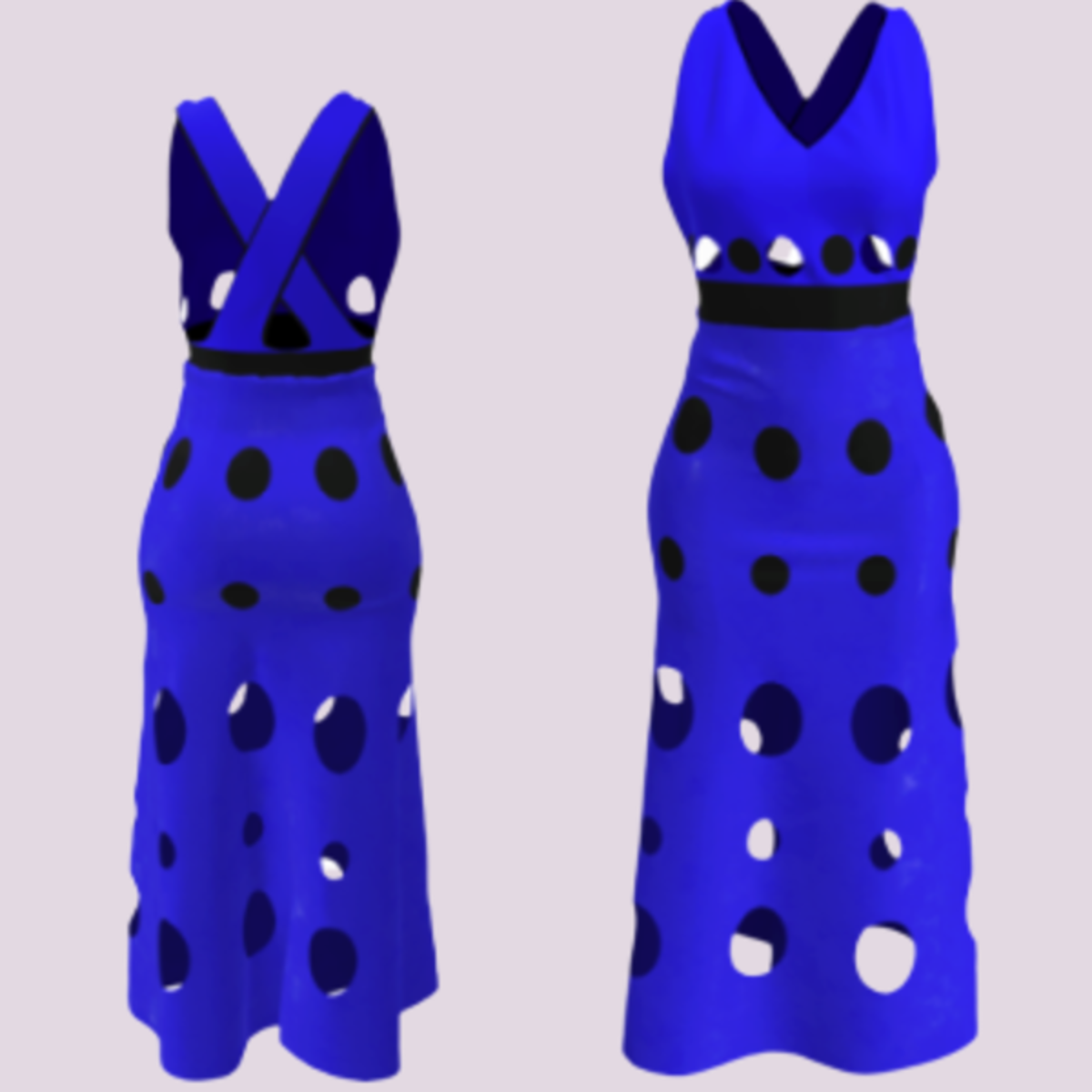 Cutout Dot Long 2.0 Dress (blue)