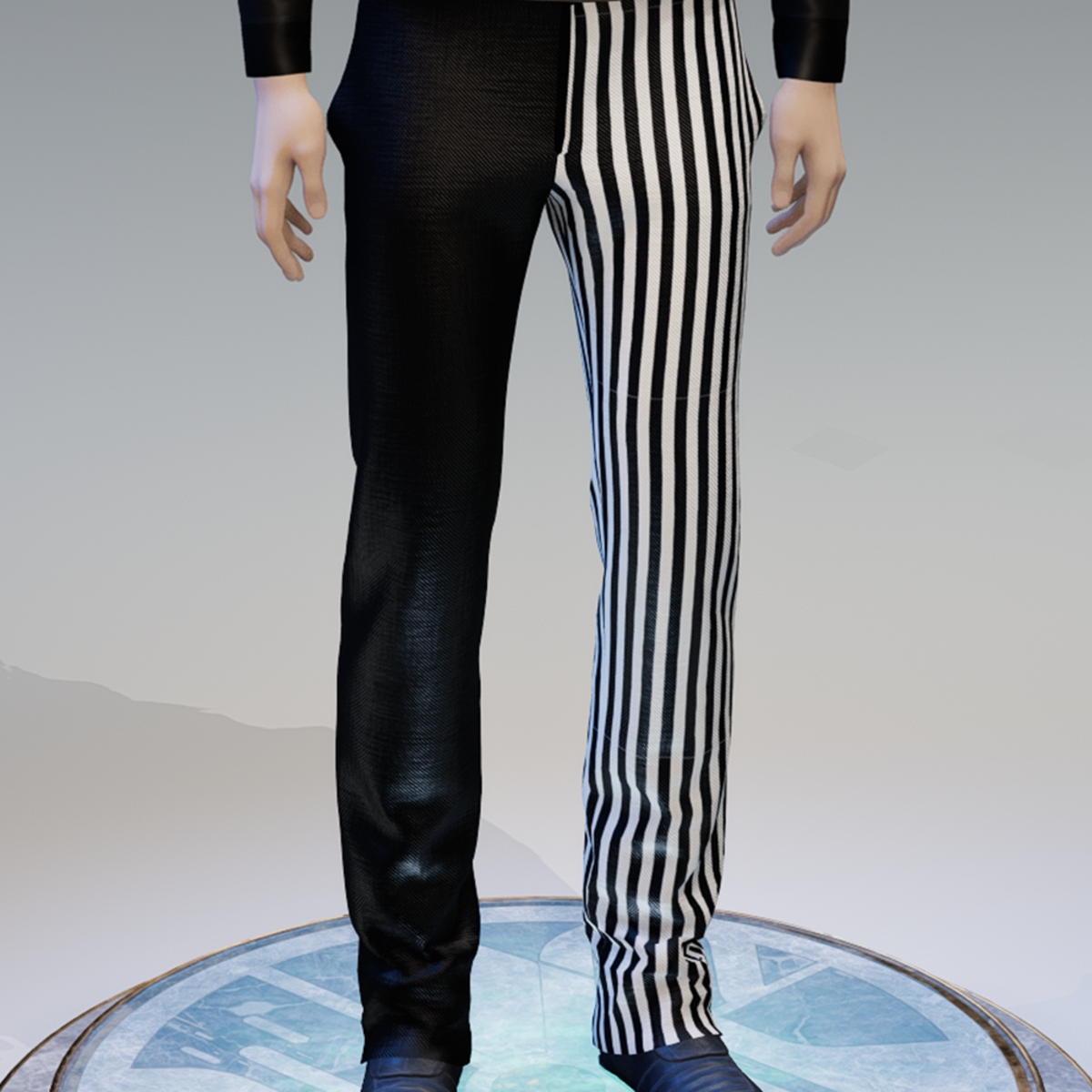 Black White Half Emo Denim Pants