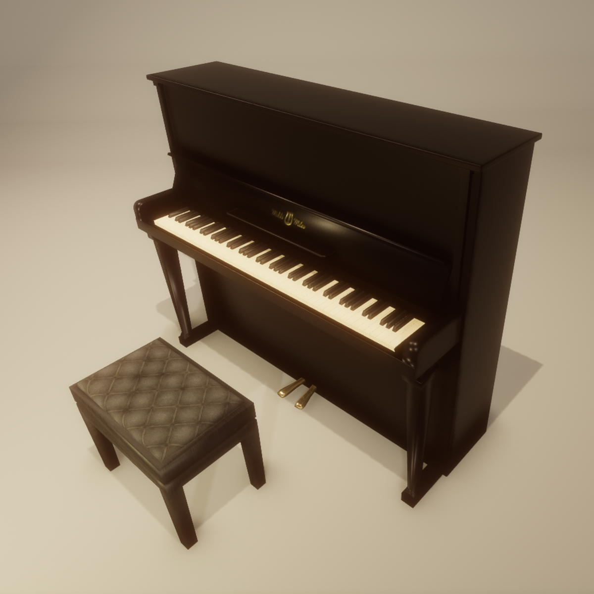 Upright Piano black with bench