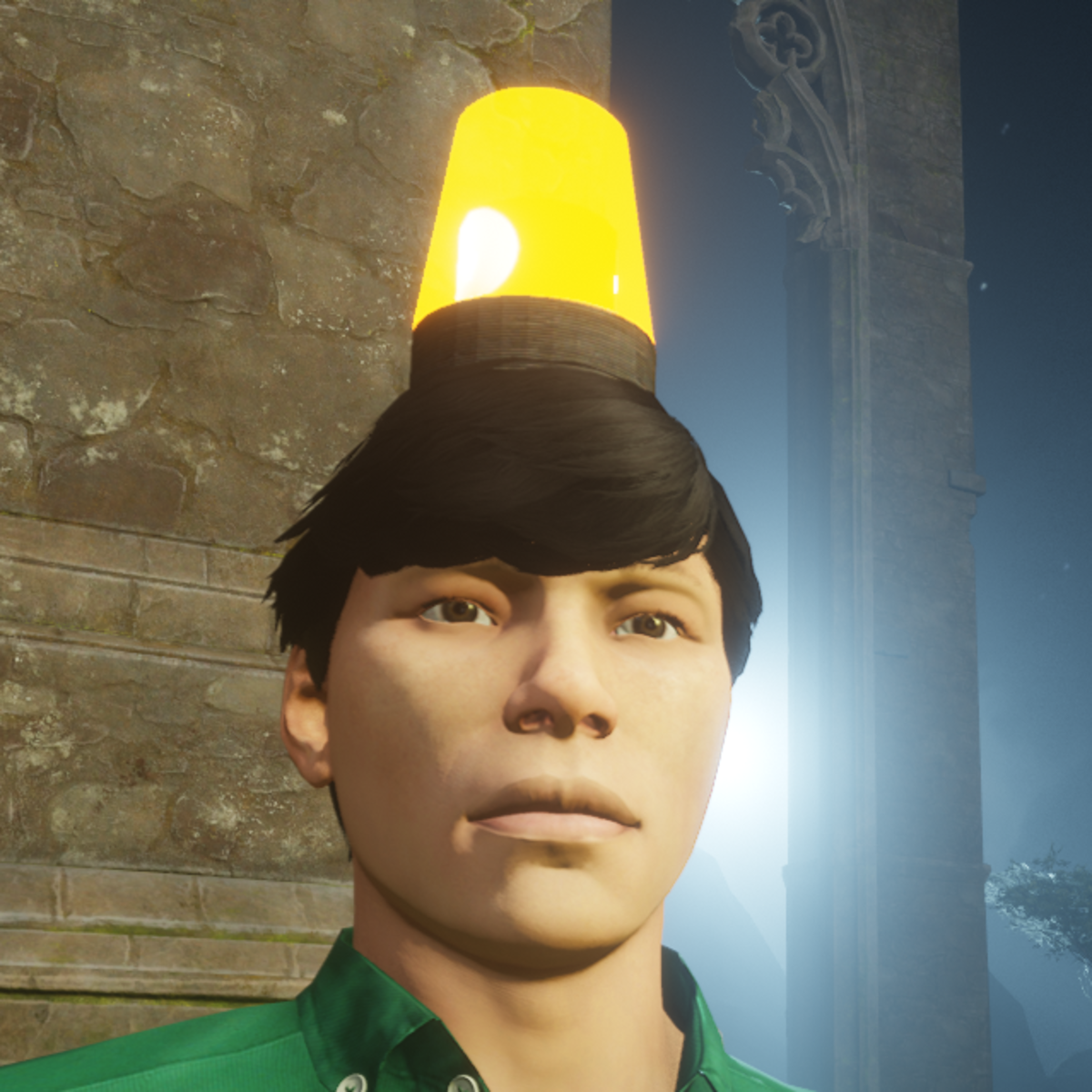 Animated amber rotating beacon light male