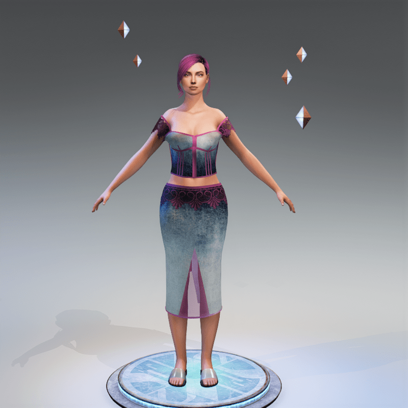 Plastic Denim Pink Skirt