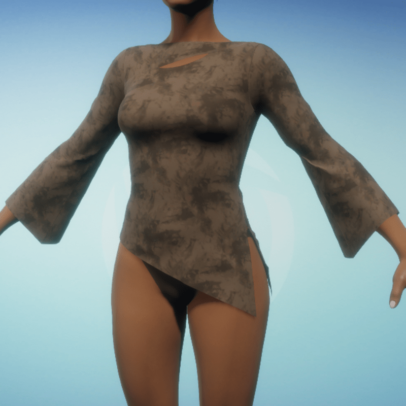 Boatneck Blouse - Brown Abstract