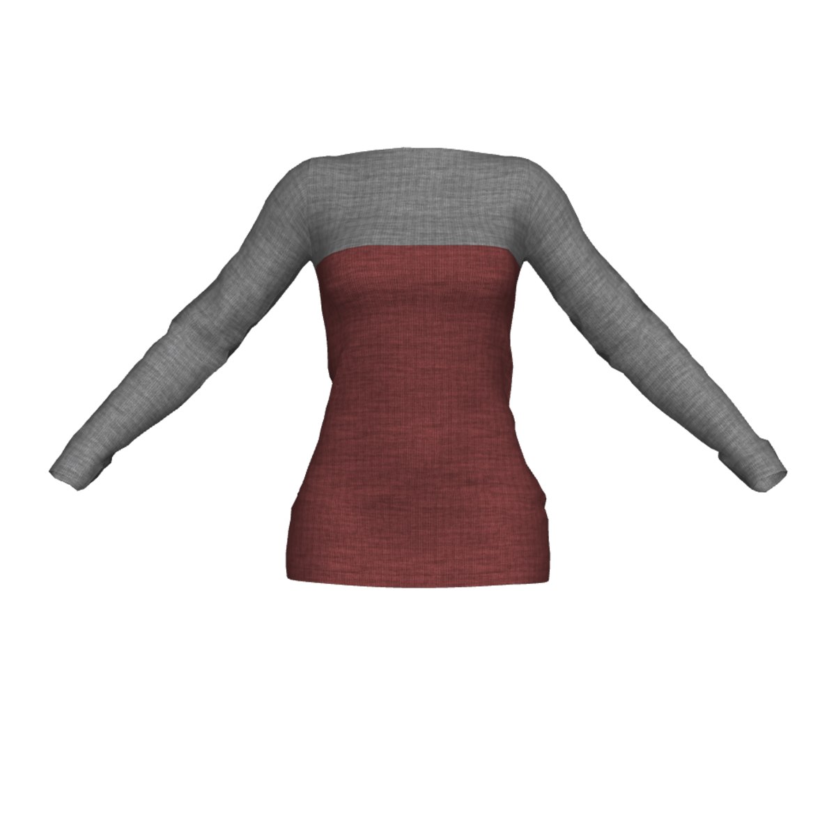 Long Sleeve Boatneck Knit Top Red / Grey for Women