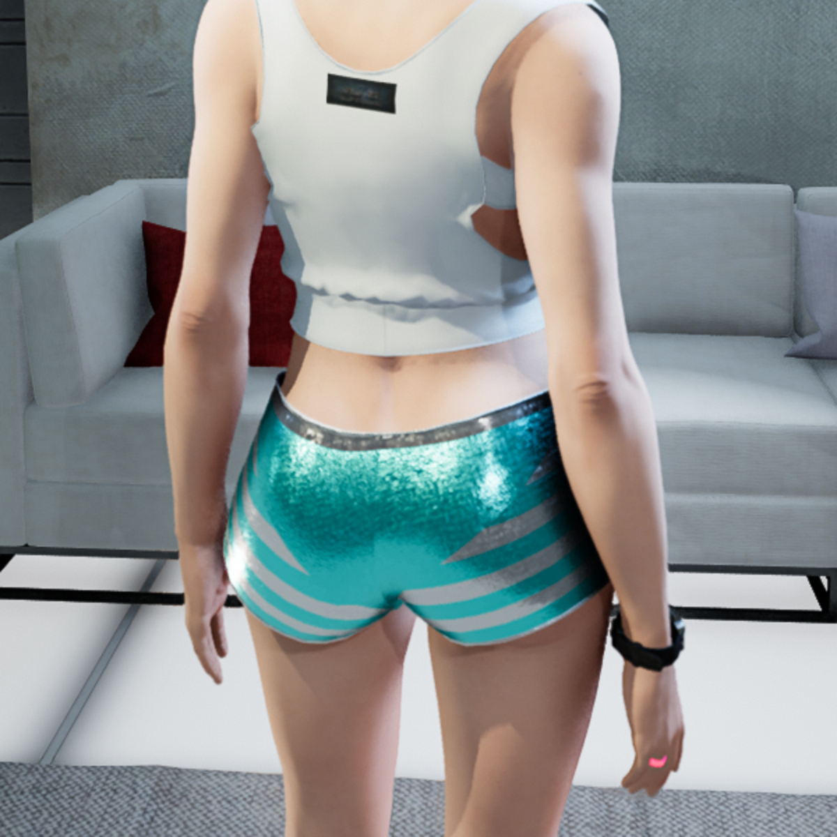 Short met celeste silver