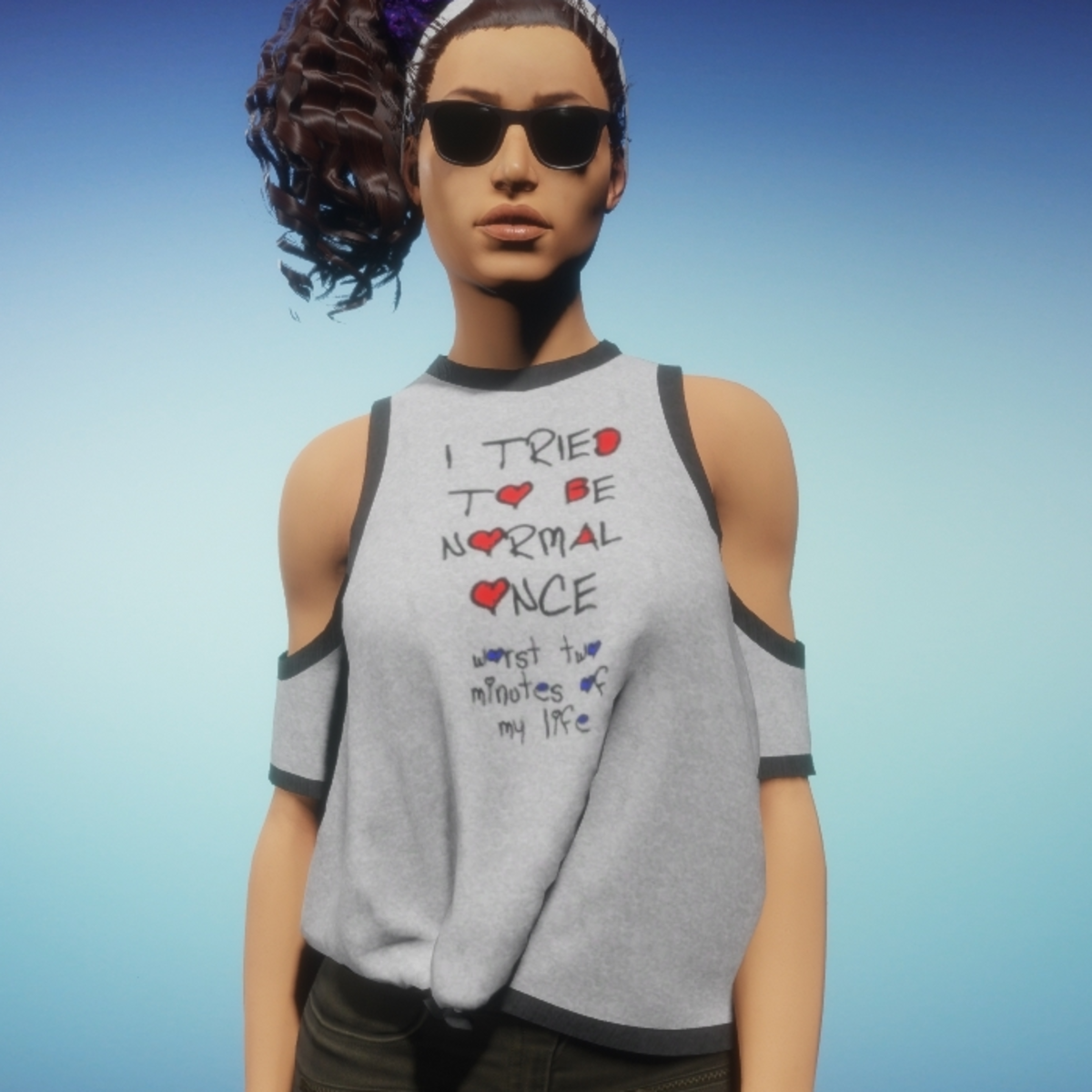 Cut Sleeve Knotted Tee - I Tried Normal