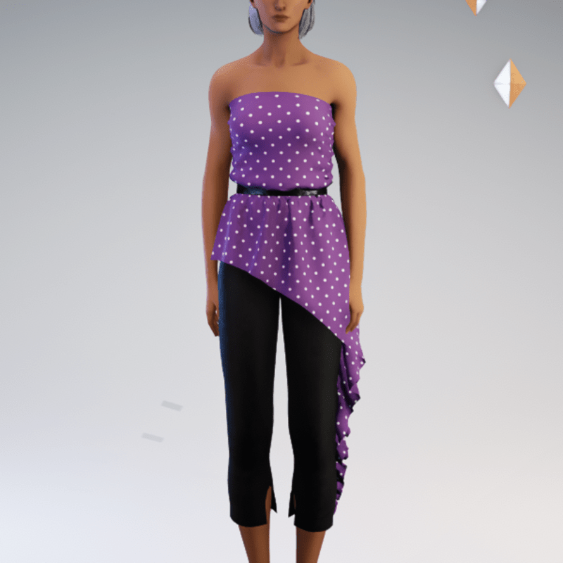 Peplum Pantsuit - Purple Polkadot