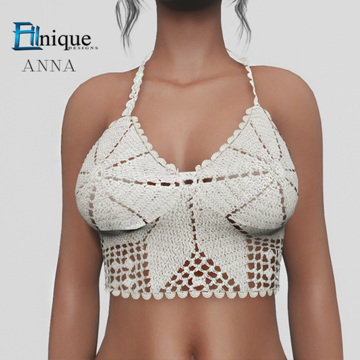 Anna White Crochet Knit Top