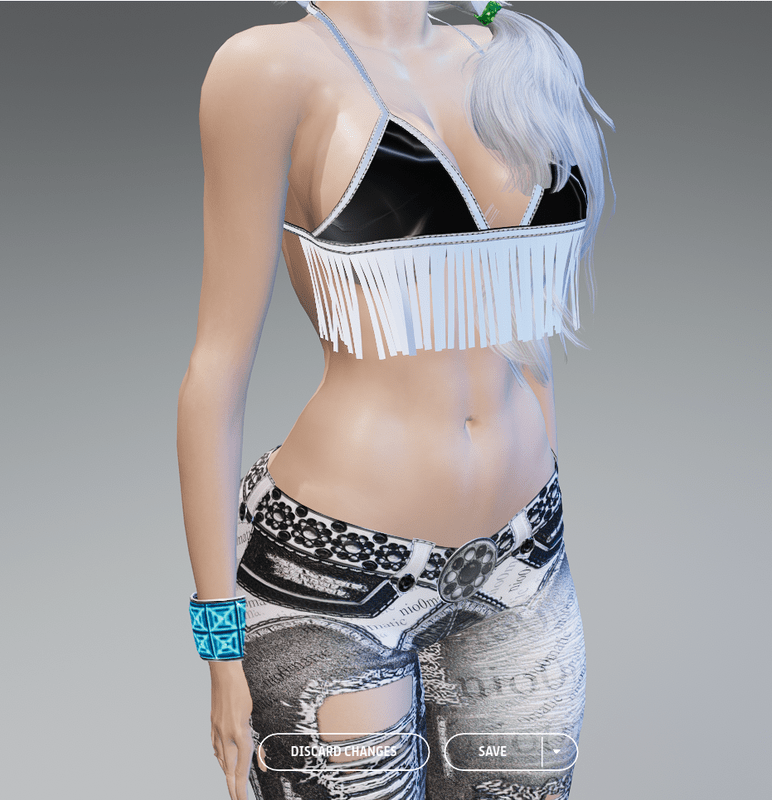 Fringe White & Black - Bikini Top