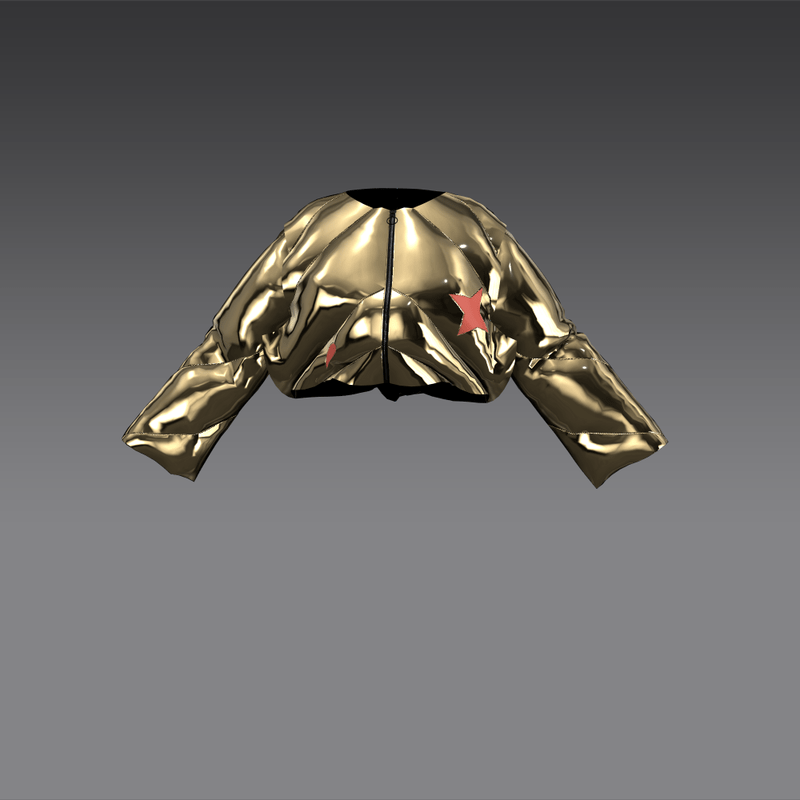 Puffer Jacket Gold Summer With Zipper