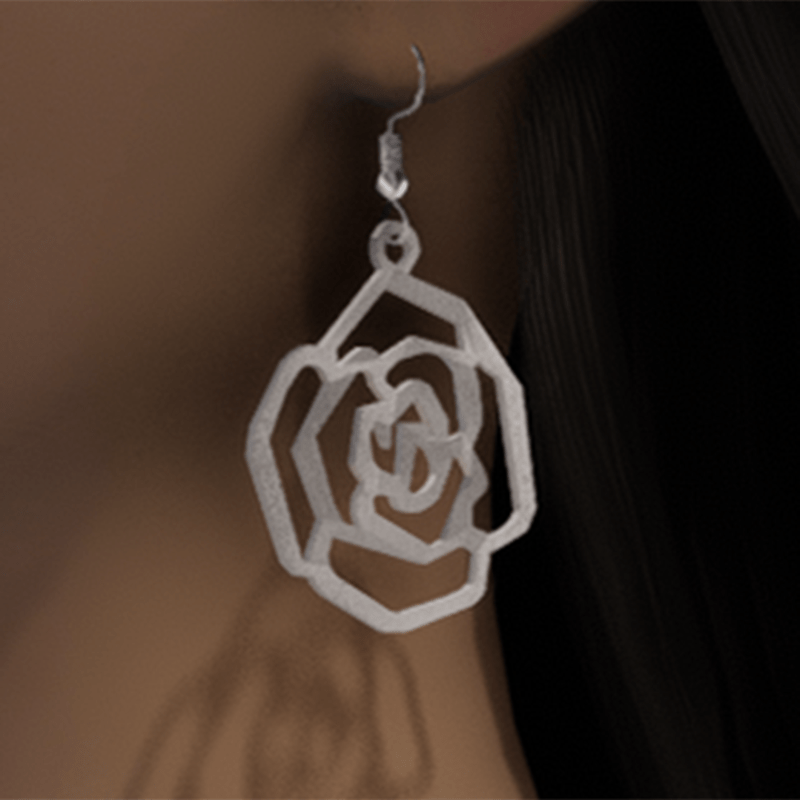 White gold rose earrings