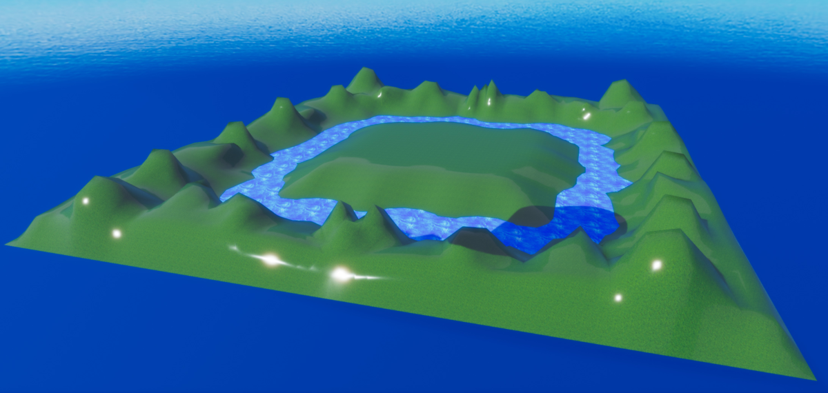TERRAIN LAND Grass Hills & Water Moat cartoon style with collision by Pixi
