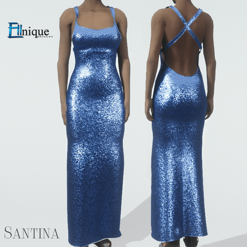 Santina Blue Glitter Gown