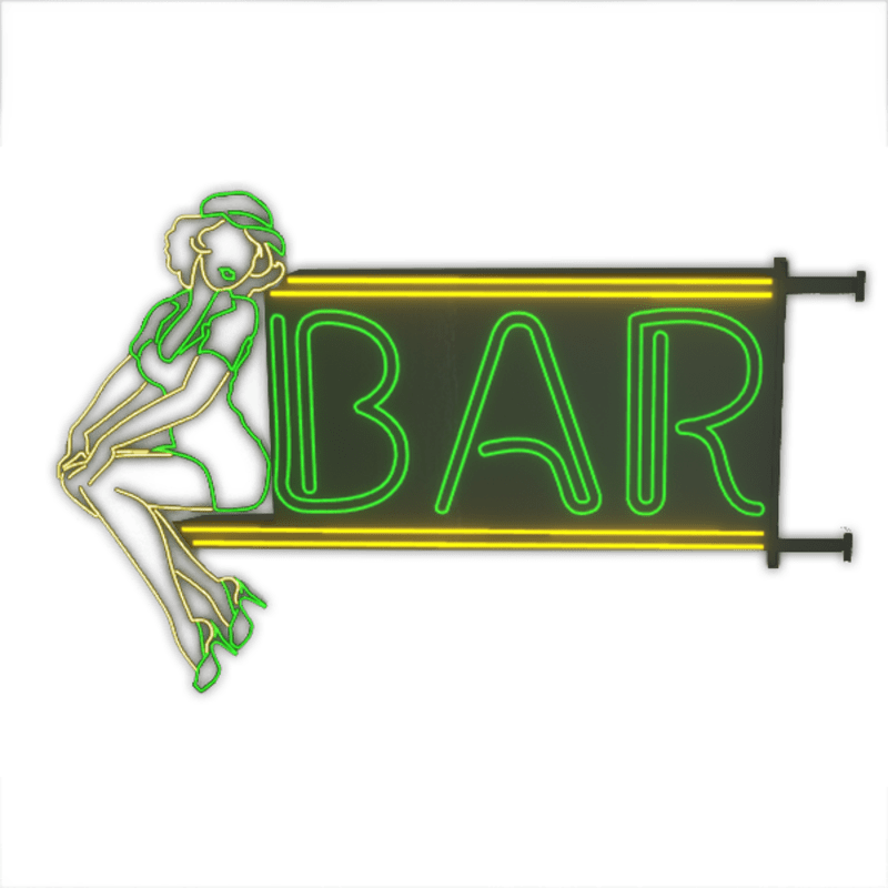 Animated Green Neon Bar Pin up