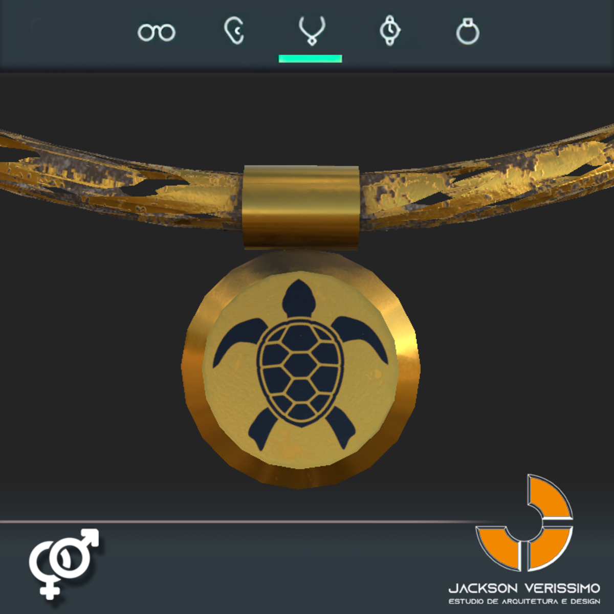 Metal Necklace- Gold Turtle