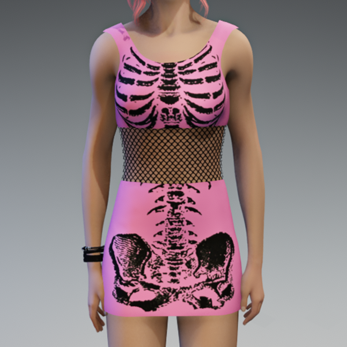 Skeleton Minidress Pink and Black