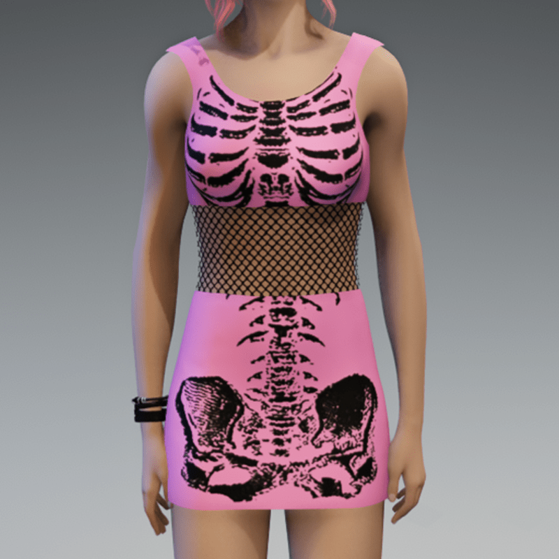 Skeleton Minidress Pink and Black