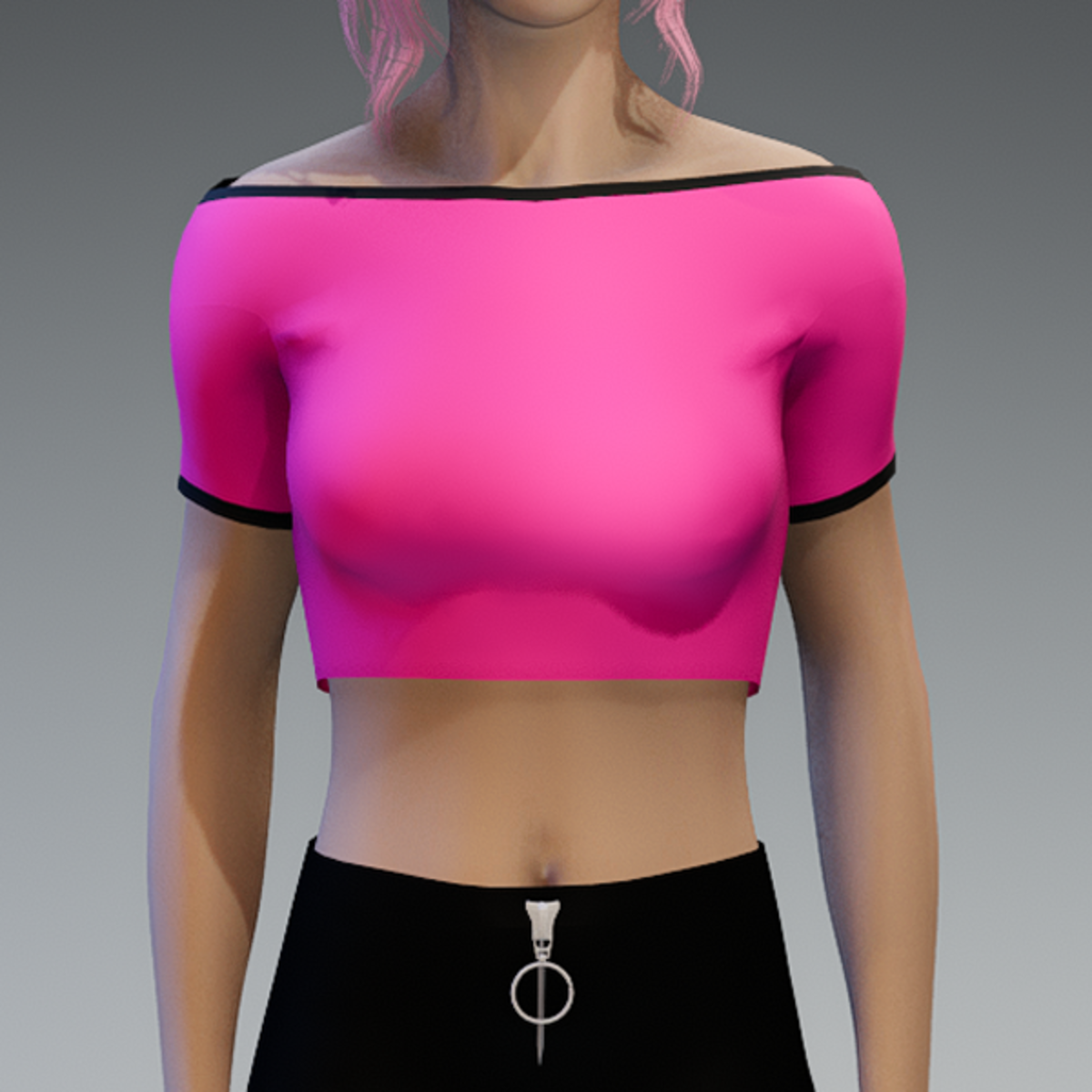 Basic Pink And Black Crop Top