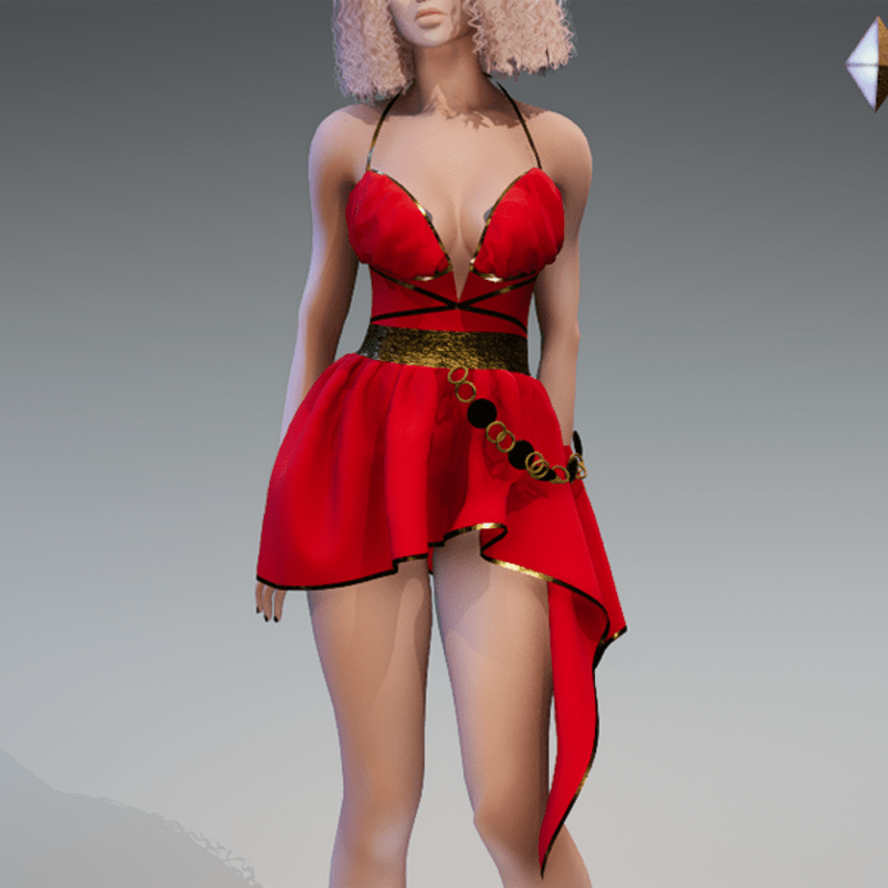 Rome Dress in Red and Gold