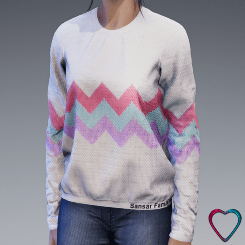 Women Sansar Family Sweater 2025 - Pastel ZigZag