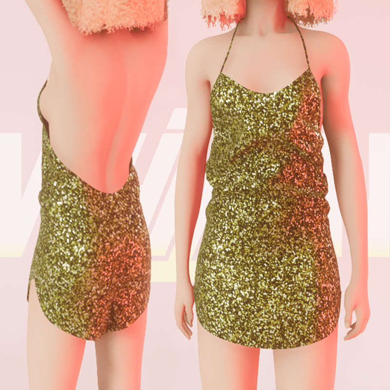 Green Party Glitter Dress