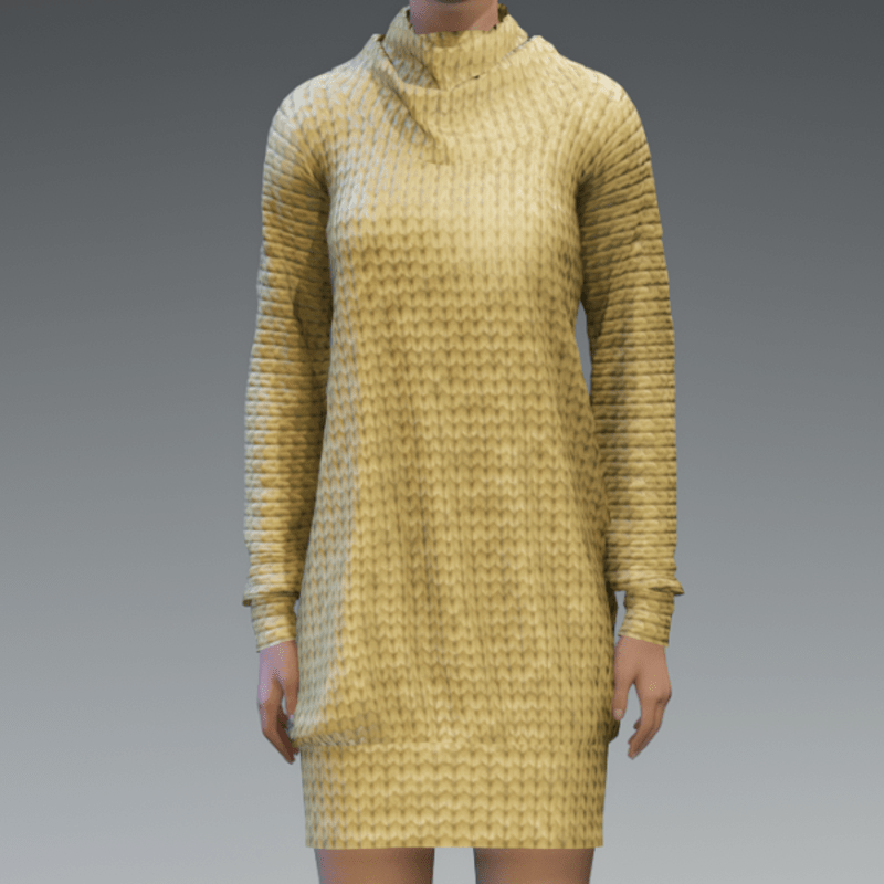Light Yellow Turtleneck Dress