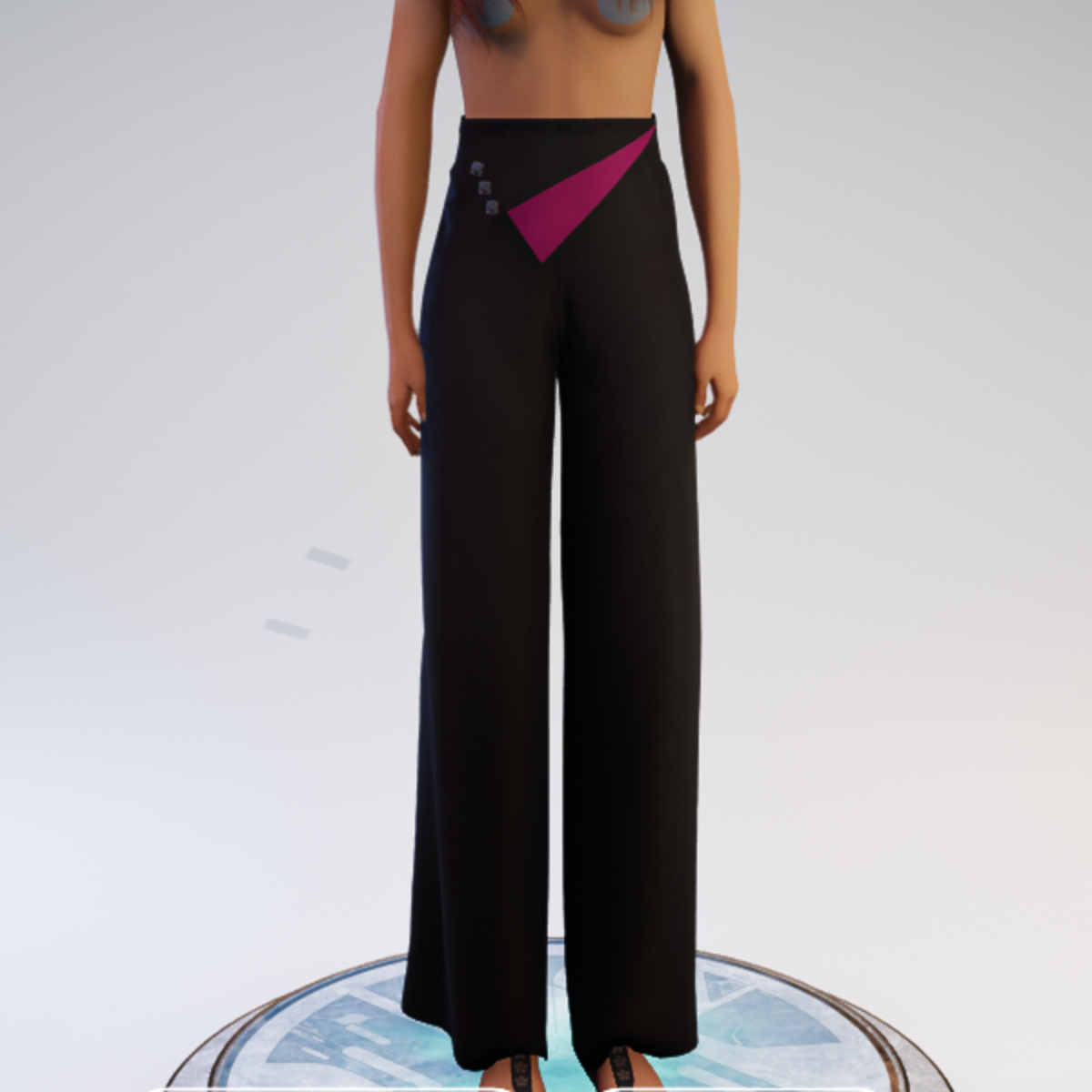 Palazzo Pants - Black and Fushia Polyester