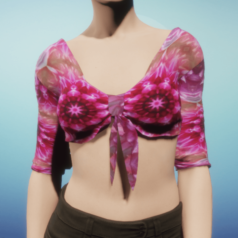 Pink Silk Mandala Tied Crop Top