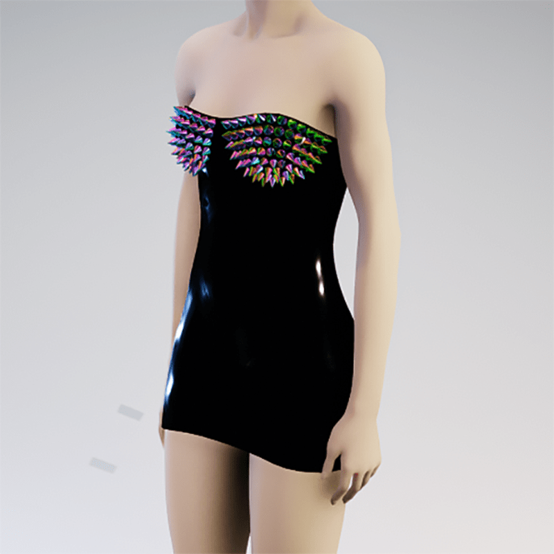 Spiked latex dress - rainbow