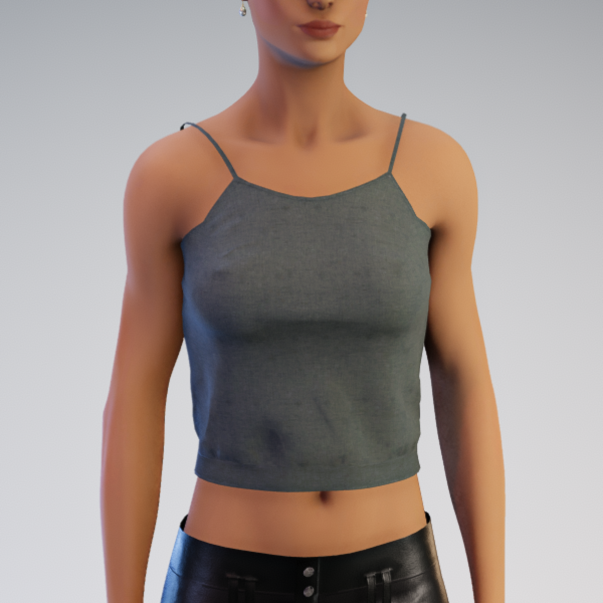 Spaghetti Tank Top - Green Linen