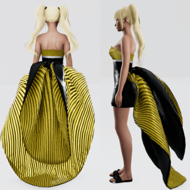 Emissive Animated Firefly Bustle - Gold and Black
