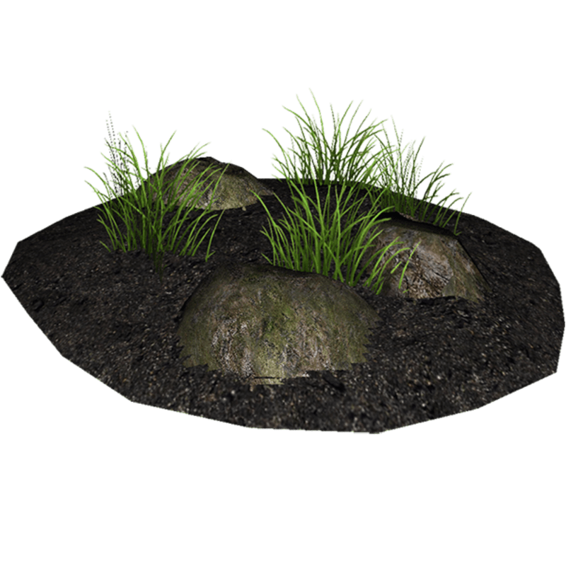 Soil, Grass and Rocks