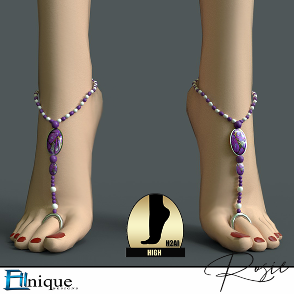 Purple Jewelled ankle bracelet H2AI 2 "HIGH
