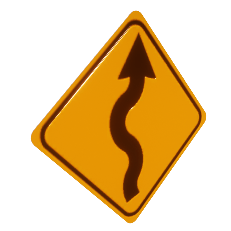 Road Curve Ahead - Street Sign