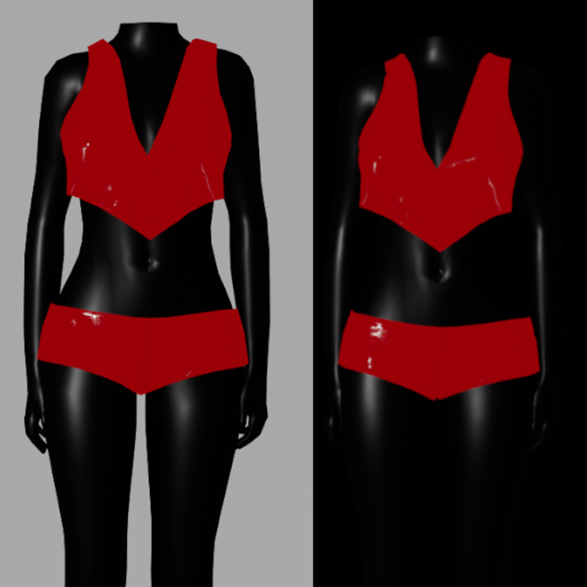 Emissive Plastic Shorts and Top Set - Red