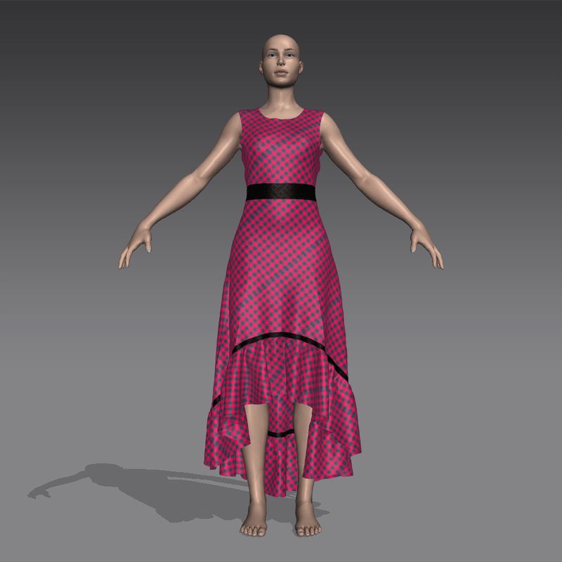 Pink Dress With Round Nack