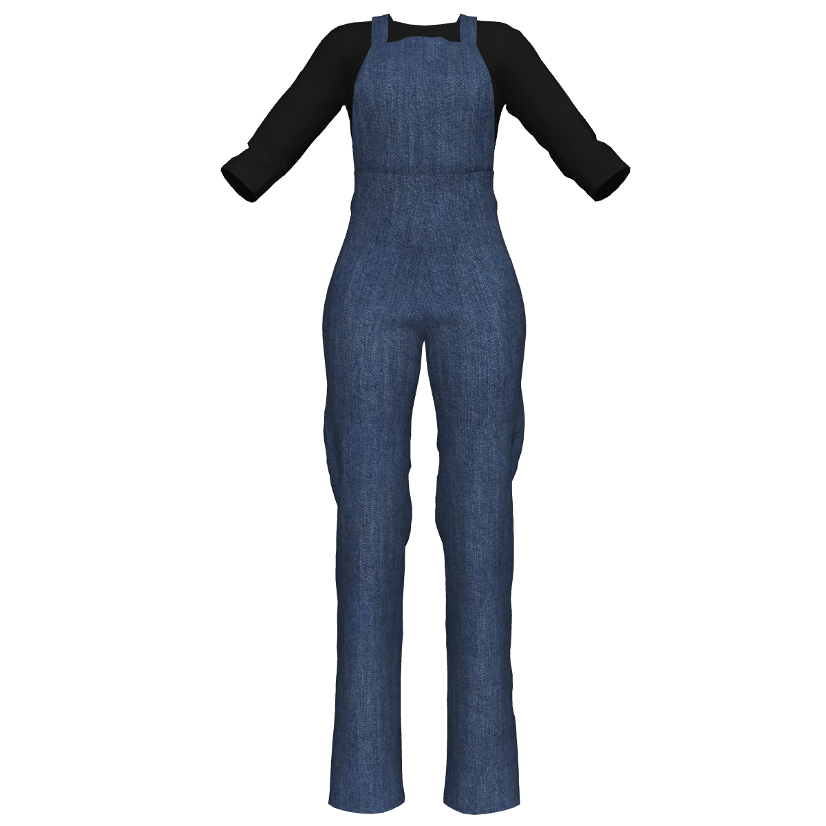 Bibbed Denim Overalls w Black Shirt